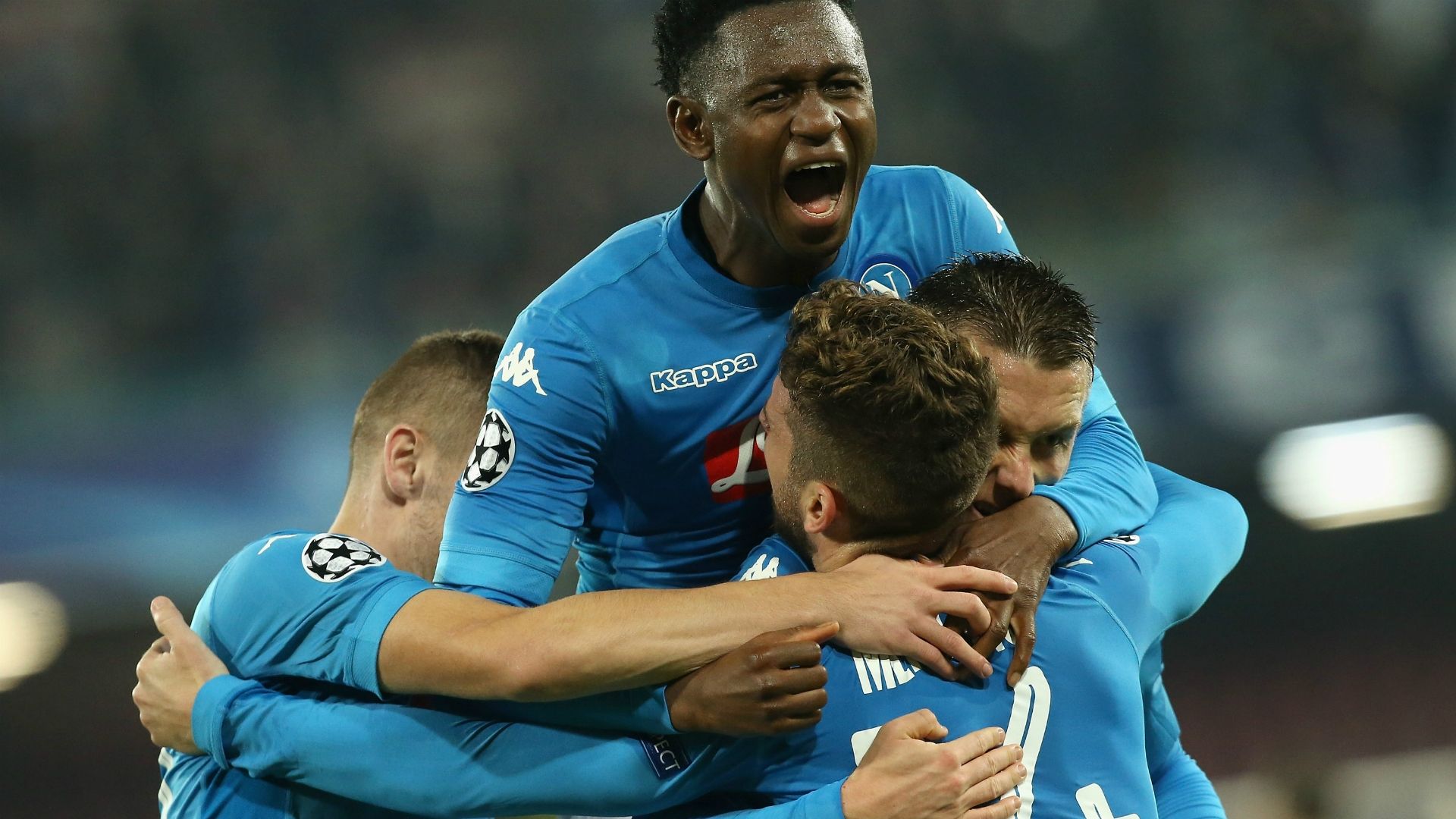 Napoli celebrating Champions League