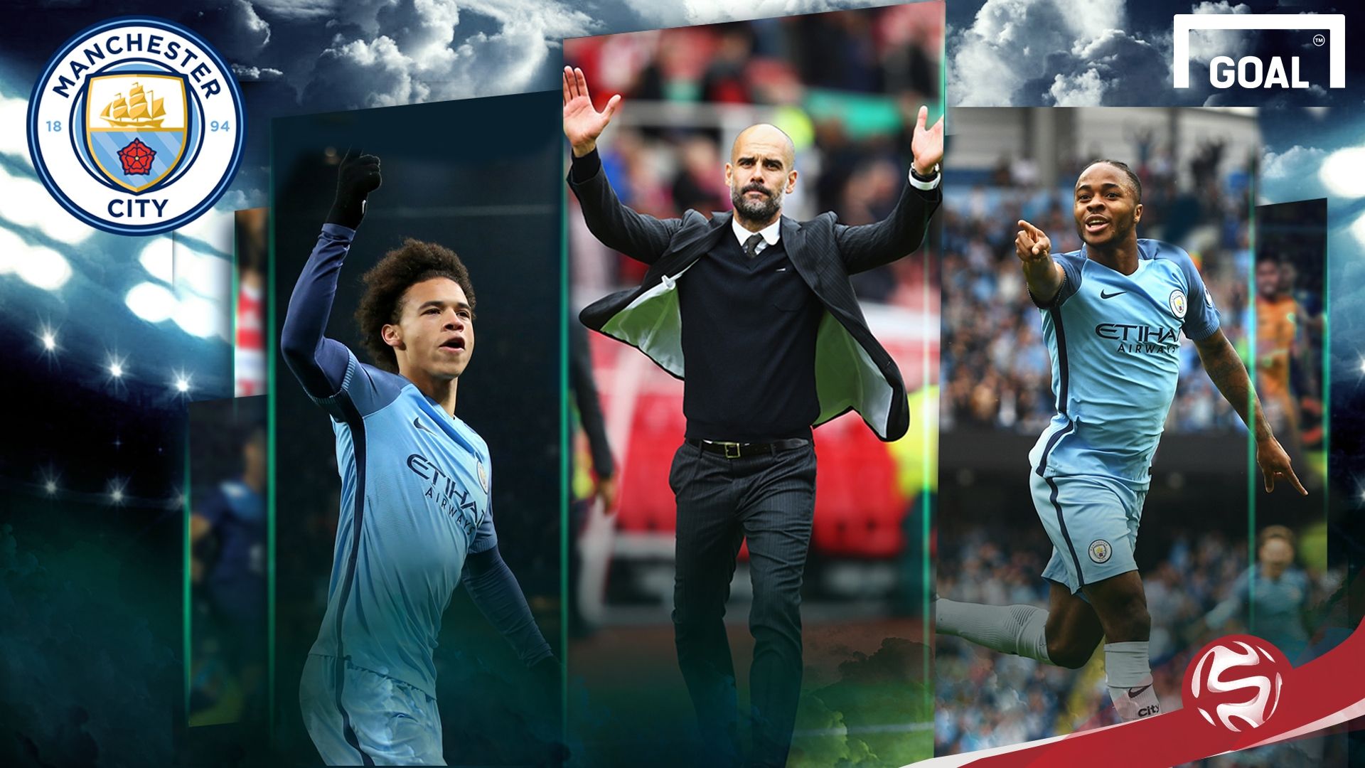 Pep guardiola Leroy Sane Raheem Sterling Manchester City graphic