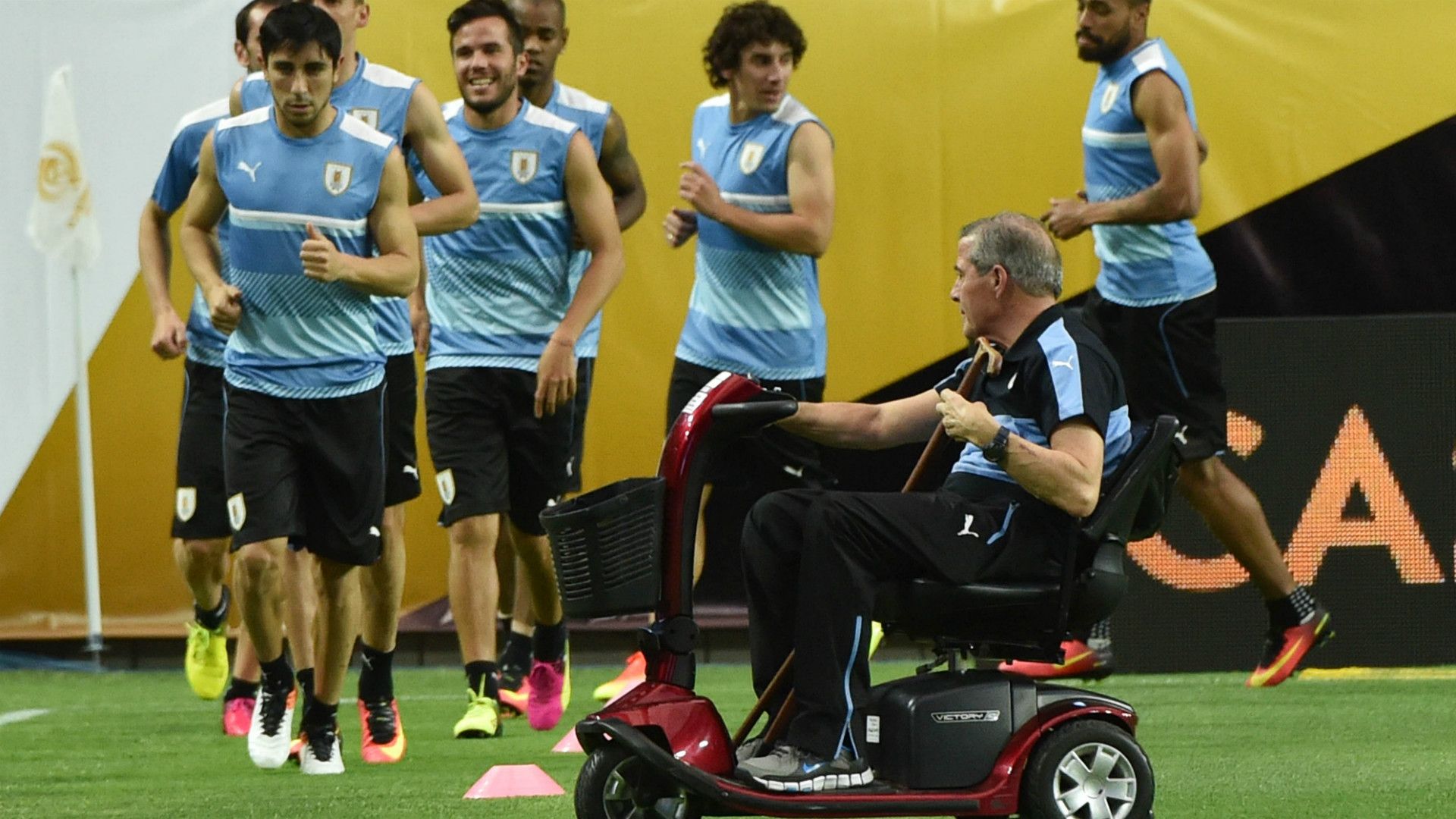 Oscar Tabarez Uruguay training session at University of Phoenix Stadium Glendale Arizona Copa America Centenario 04062016