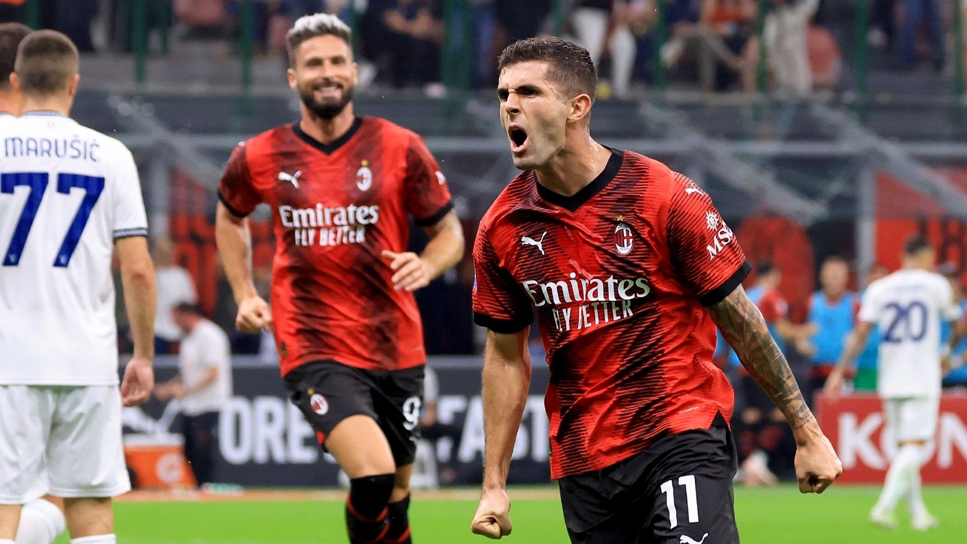 Pulisic Milan Lazio celebrate