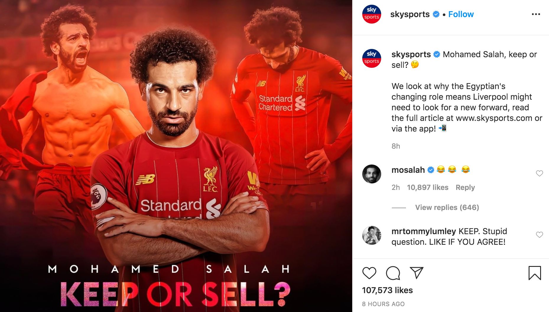 Mohamed Salah Sky Sports Instagram