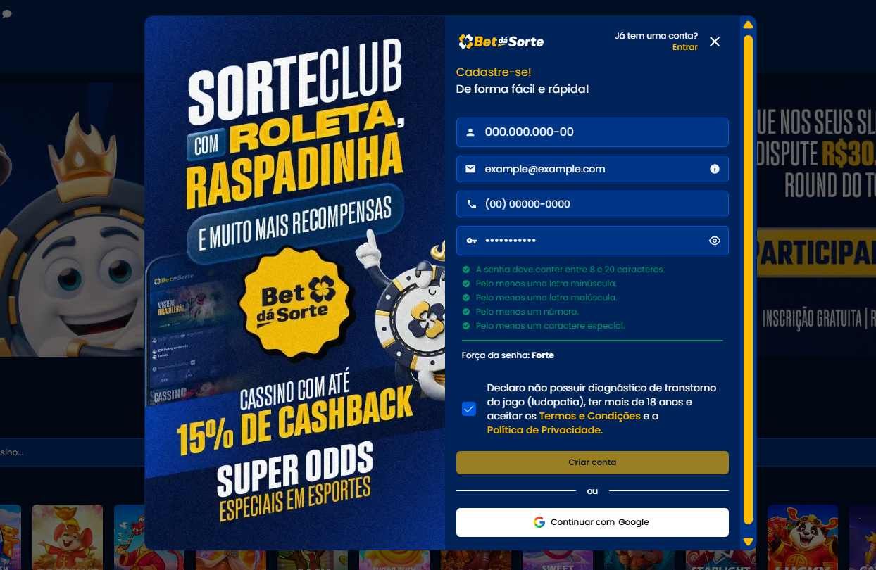 Bet dá Sorte cadastro