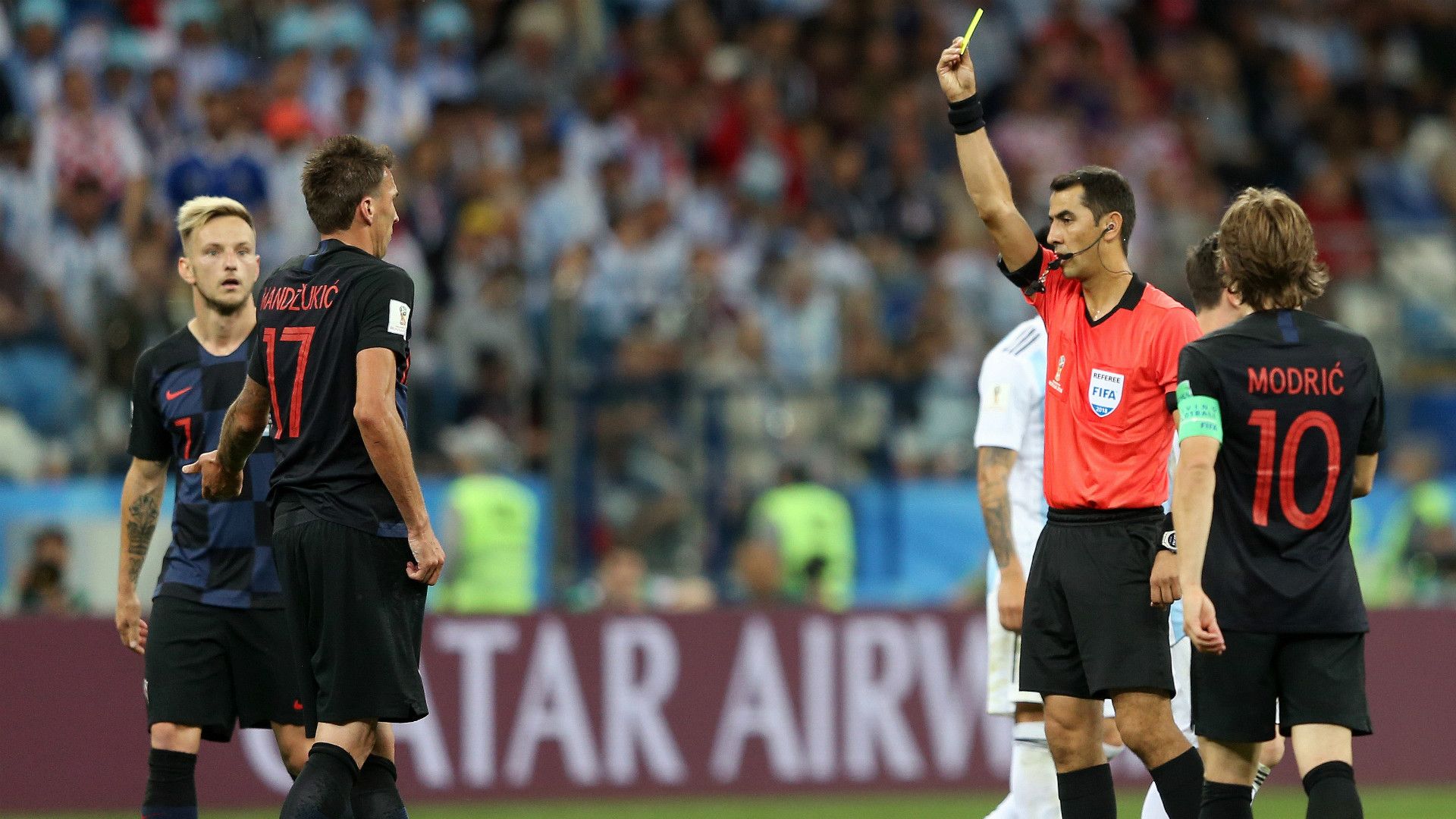 Mario Mandzukic Yellow Card World Cup Croatia Argentina