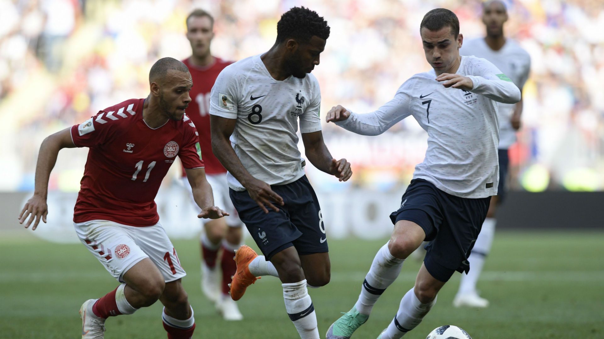 Martin Braithwaite Thomas Lemar Denmark France World Cup 26062018