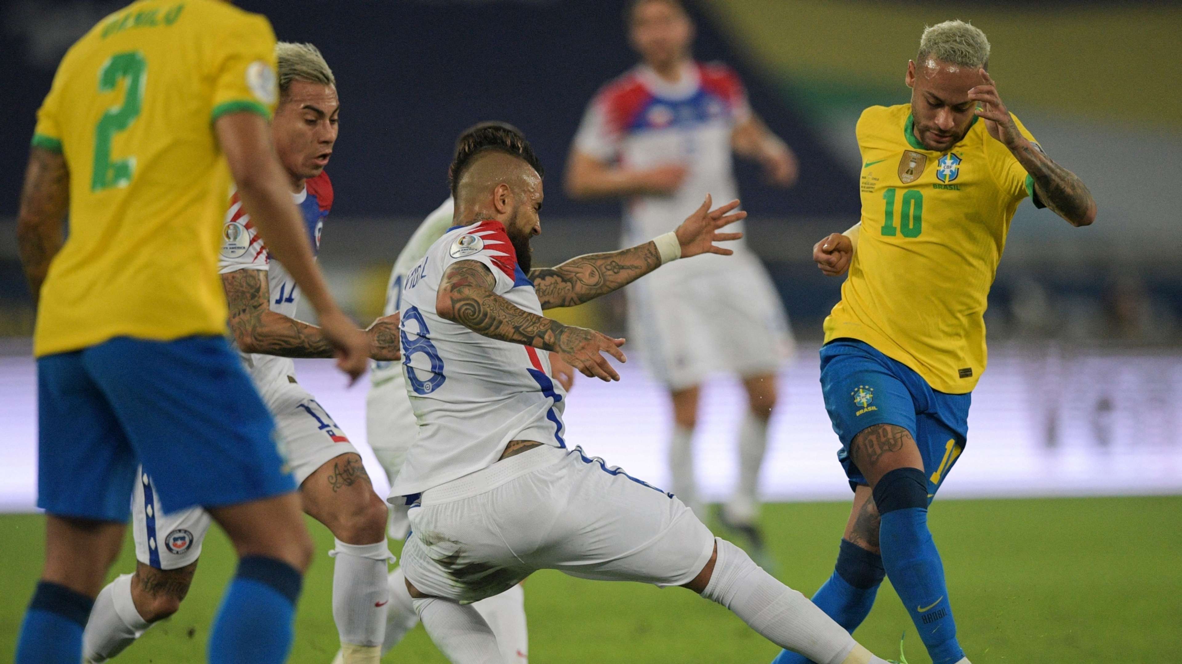 Arturo Vidal Neymar Chile Brasil Copa América 2021
