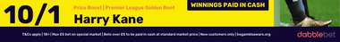 Harry Kane 10/1 Golden Boot dabblebet footer