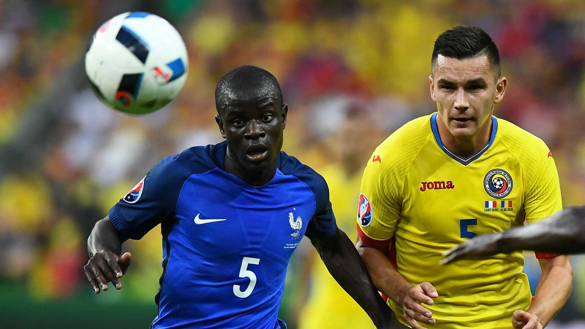 N'Golo Kante plays against Romania for France