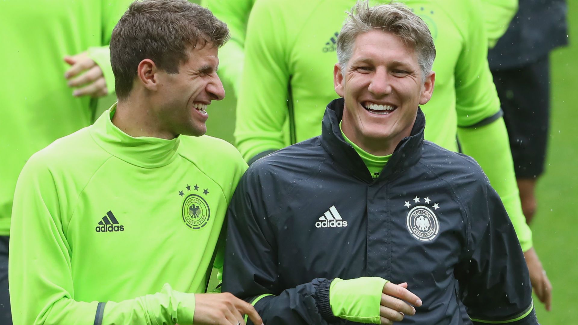 euro 2016 - thomas muller bastian schweinsteiger - germany training - 20062016