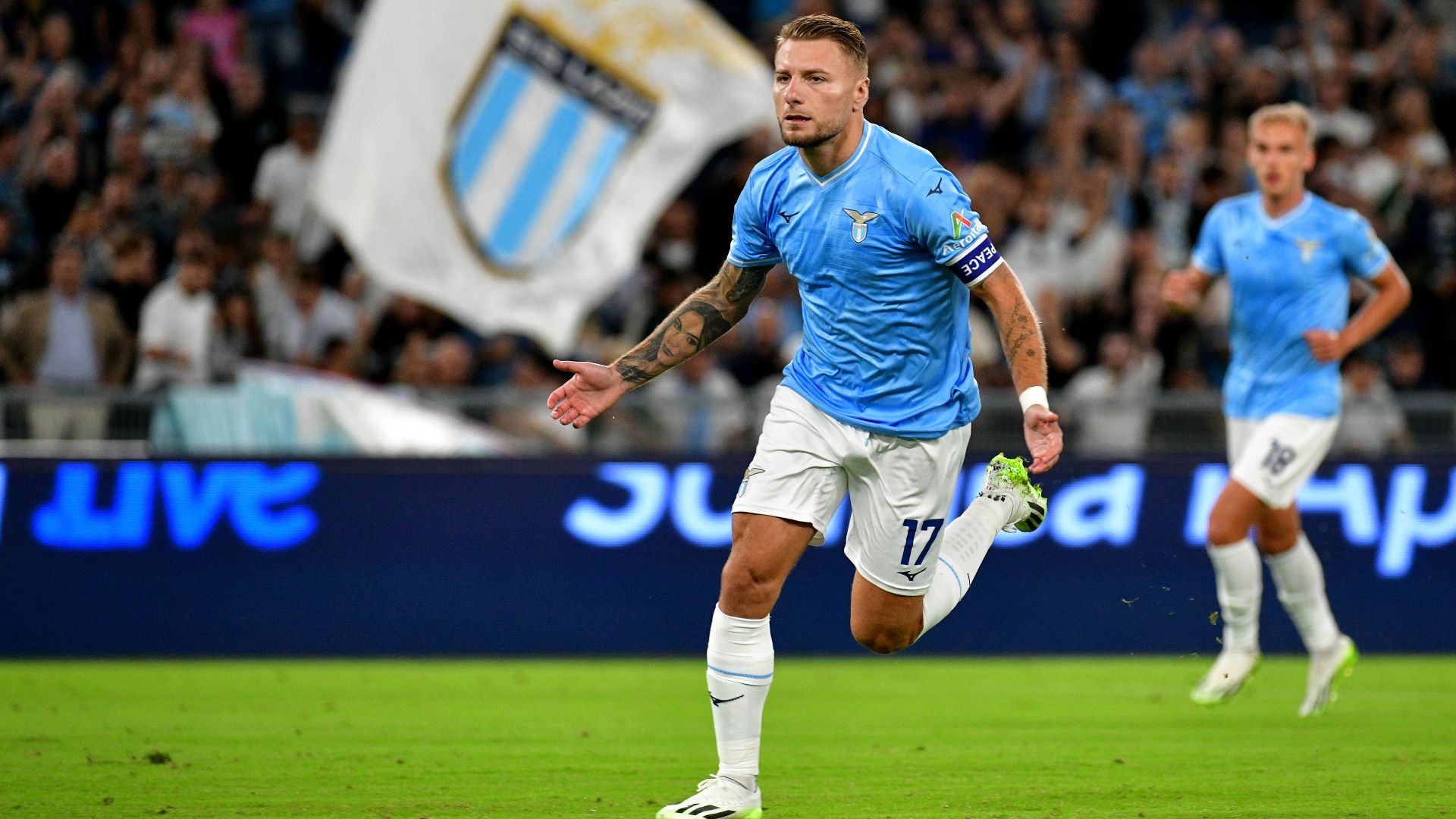 Immobile celebrating Lazio Monza Serie A