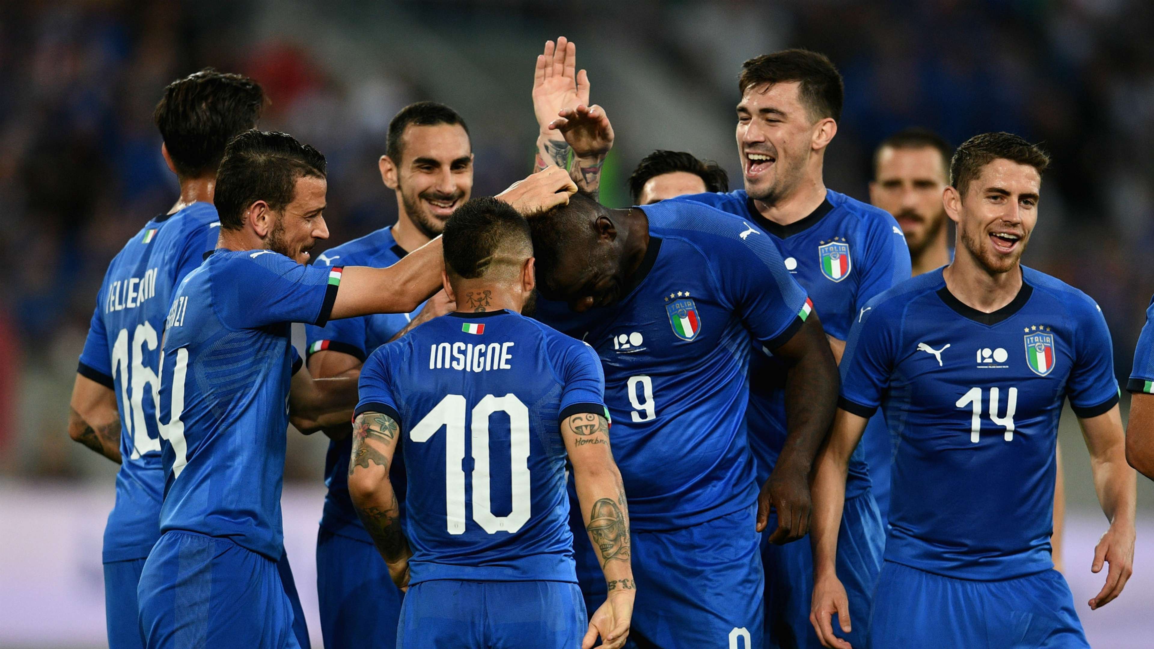 Mario Balotelli celebrating Italy