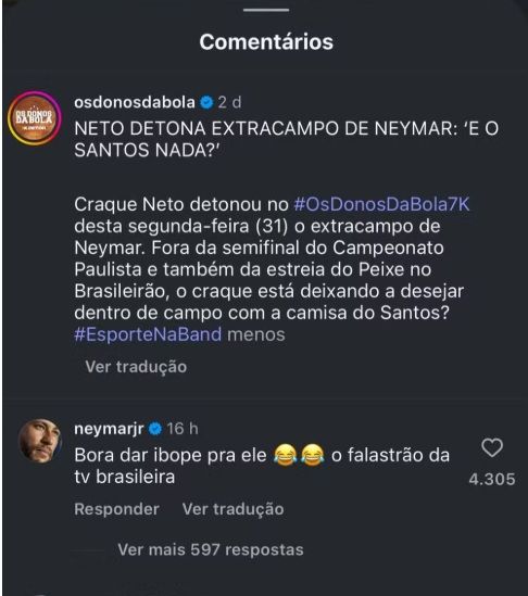 Comentário Neymar Neto