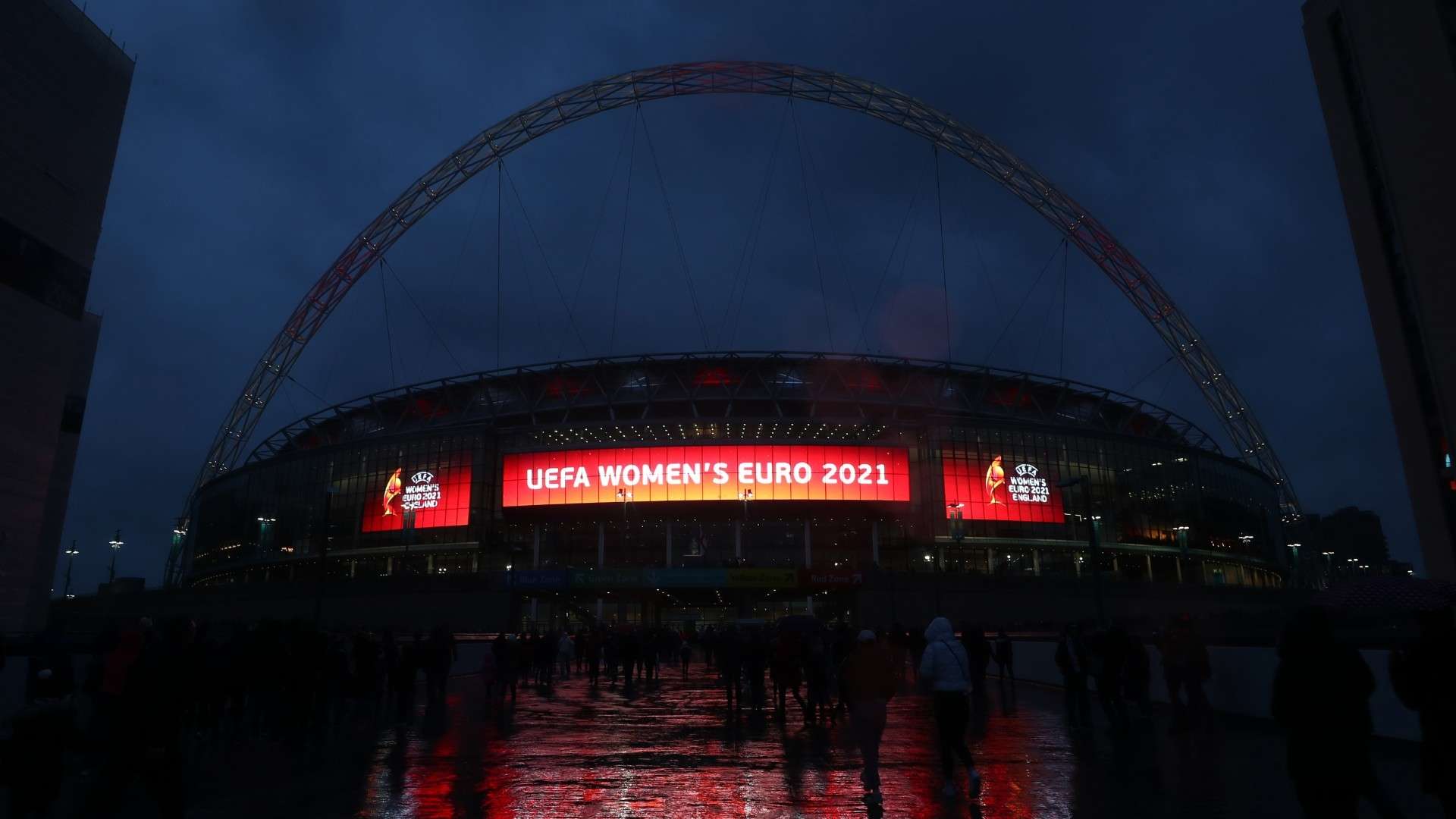 Fans make their way to the Wembley stadium