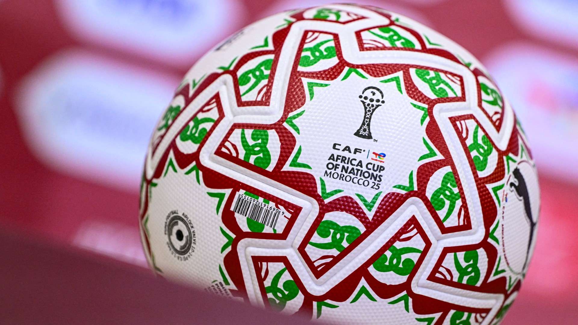 The official ball is pictured during a press conference at the Africa Cup