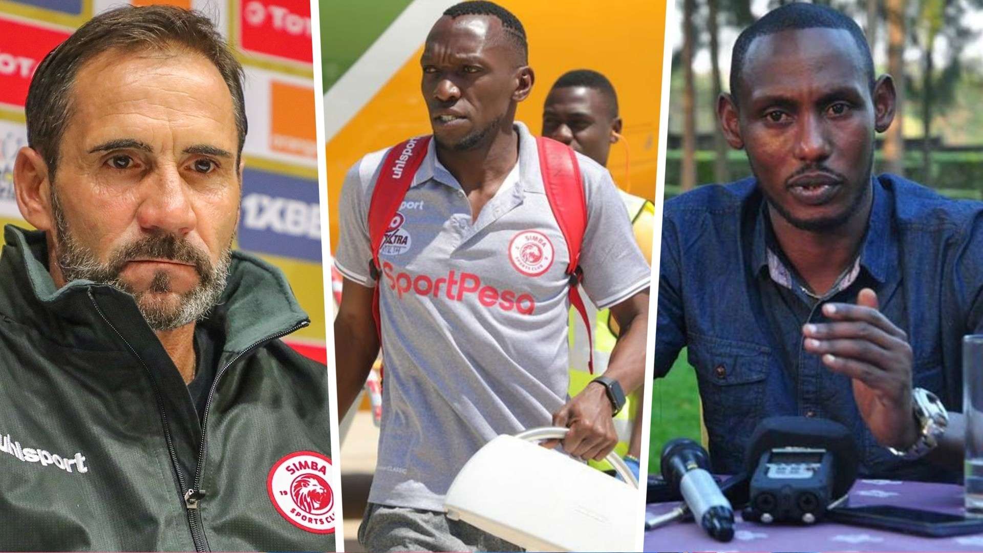 Simba SC coach Didier Gomes Da Rosa, Meddie Kagere and Patrick Gakumba.