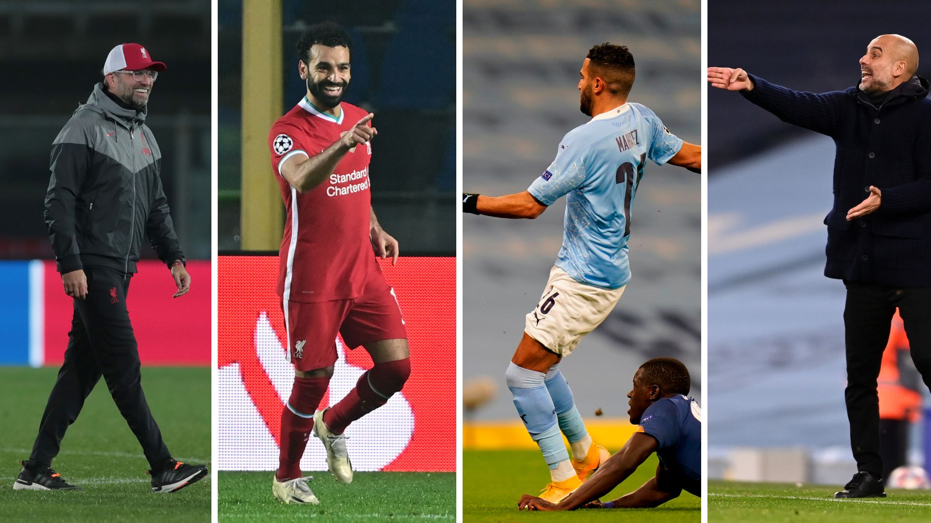 Guardiola, Klopp, Salah,Mahrez