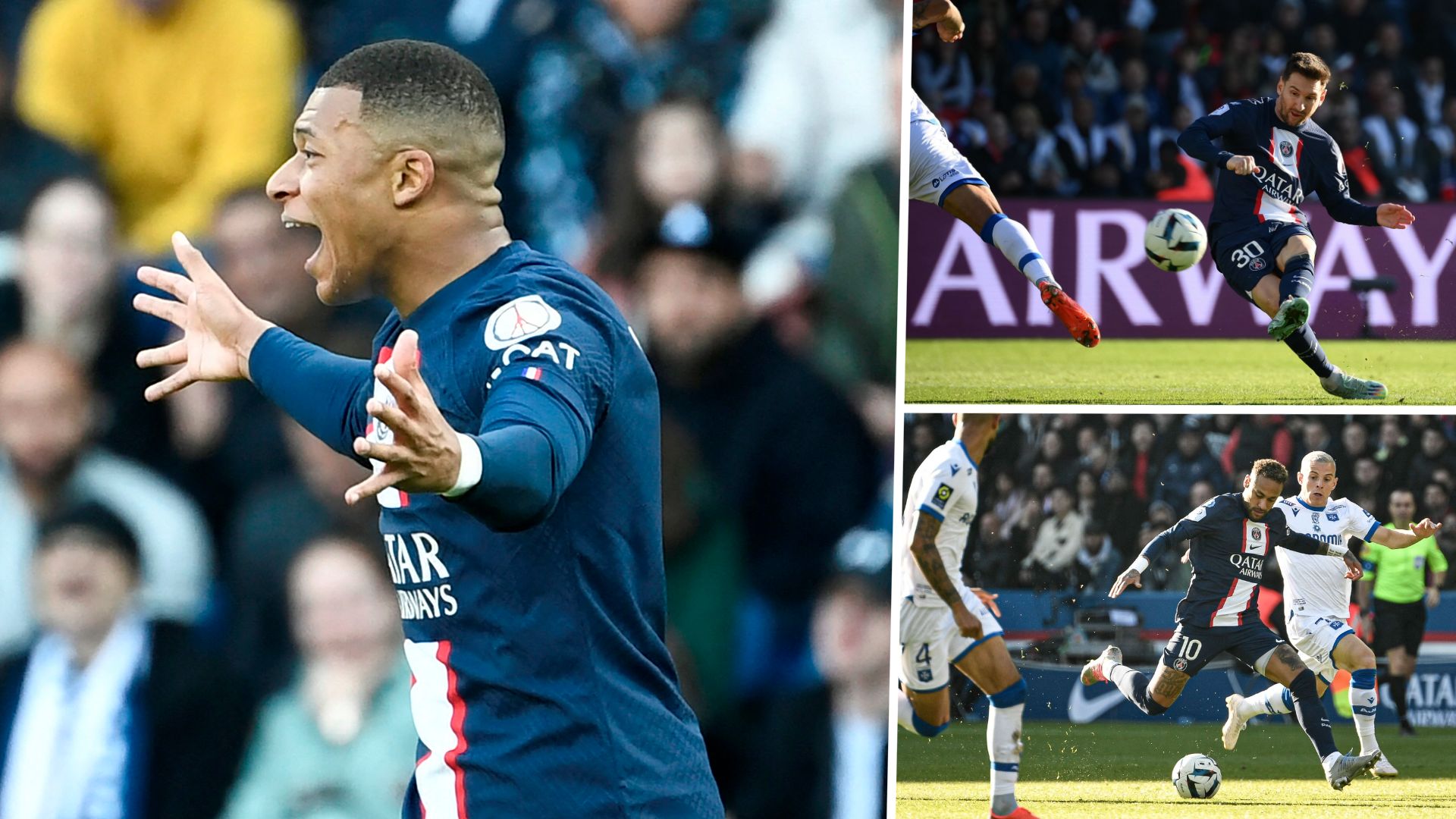 PSG Auxerre Mbappé Messi Neymar