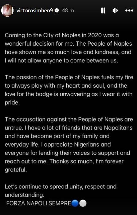 Victor Osimhen statement