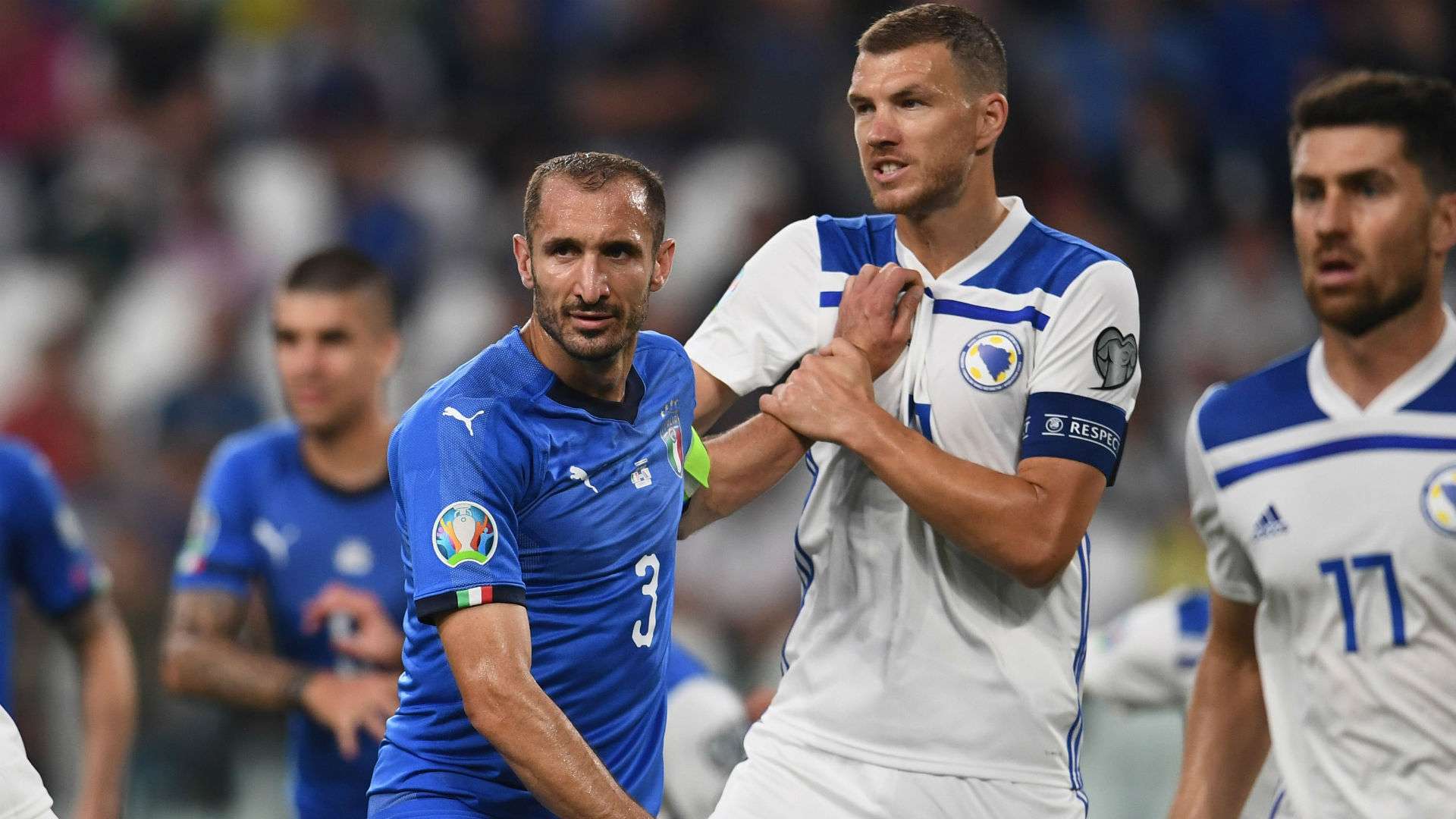Giorgio Chiellini Edin Dzeko Italy Bosnia Euro 2020