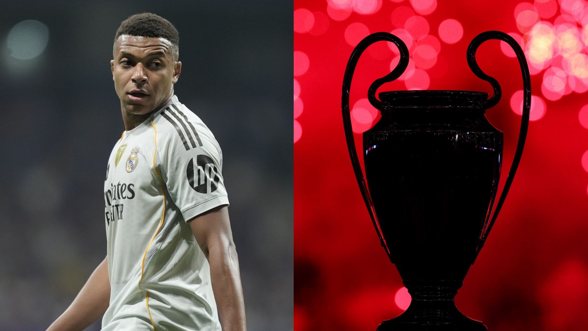 Kylian Mbappe Real Madrid 2025-26 Champions League trophy