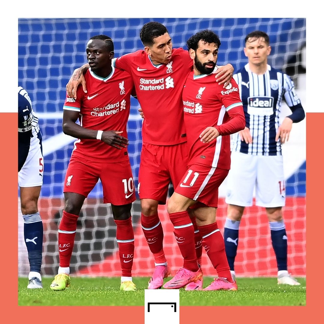Sadio Mane Roberto Firmino Mohamed Salah Liverpool West Brom 2020-21 GFX