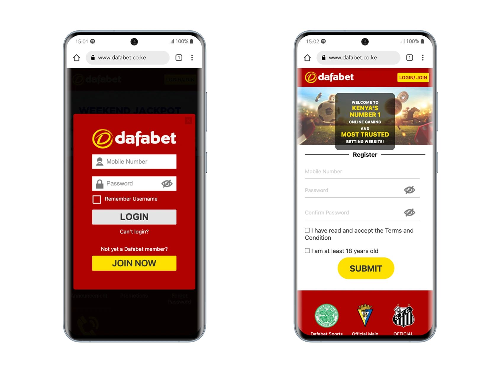 Dafabet mobile registration KE