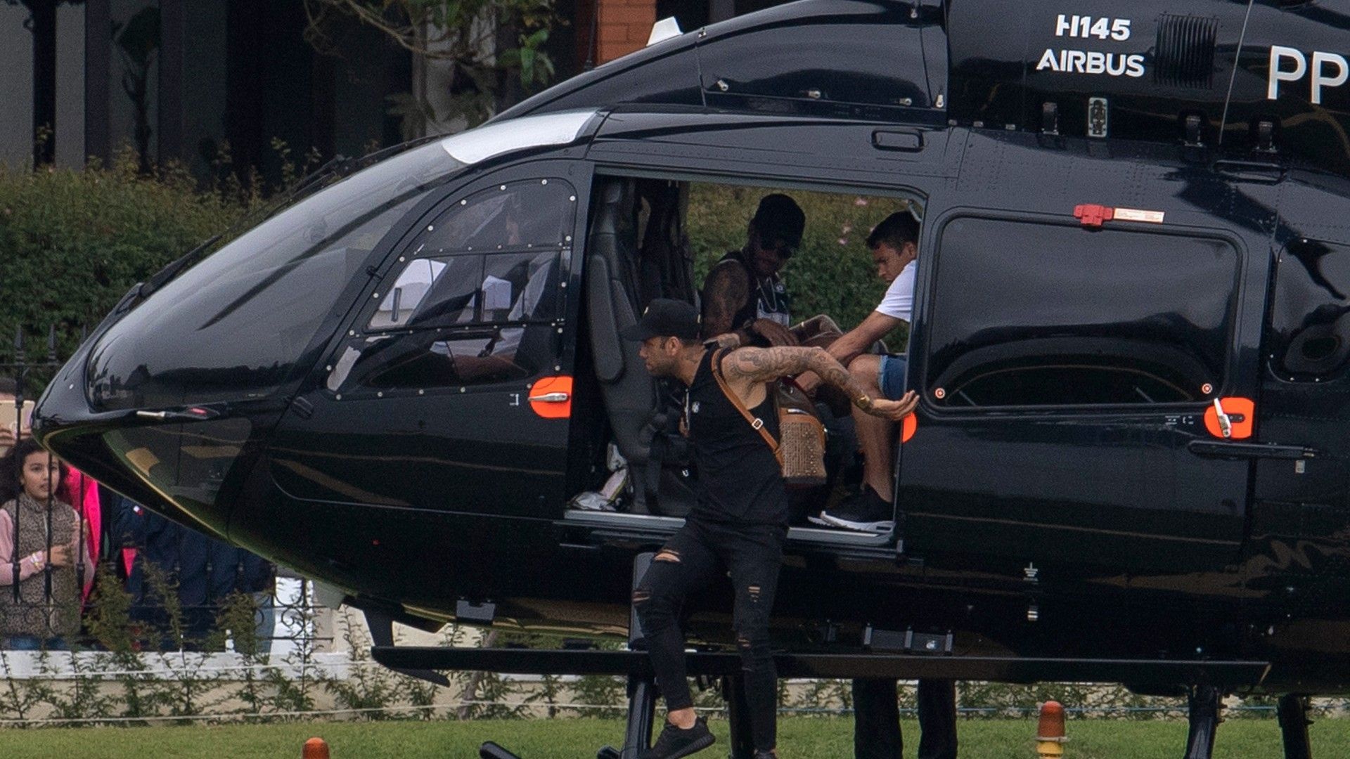 Neymar Jr. with his helicopter