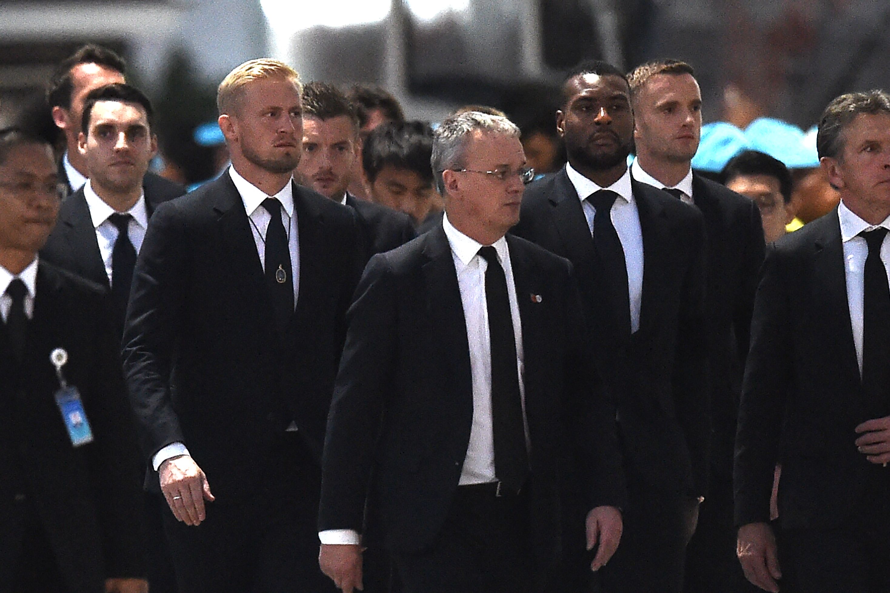 Leicester City players at Vichai Srivaddhanaprabha's funeral