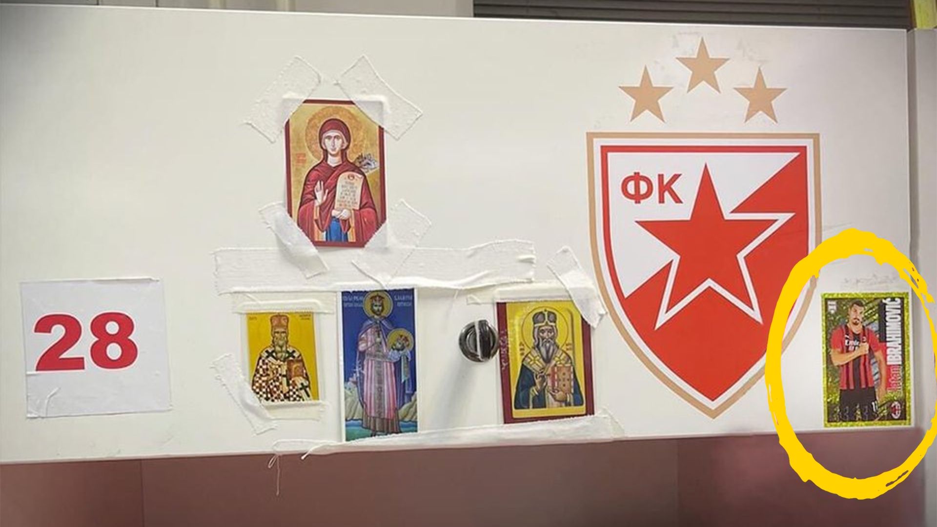 Ibrahimovic sticker on Lazetic locker