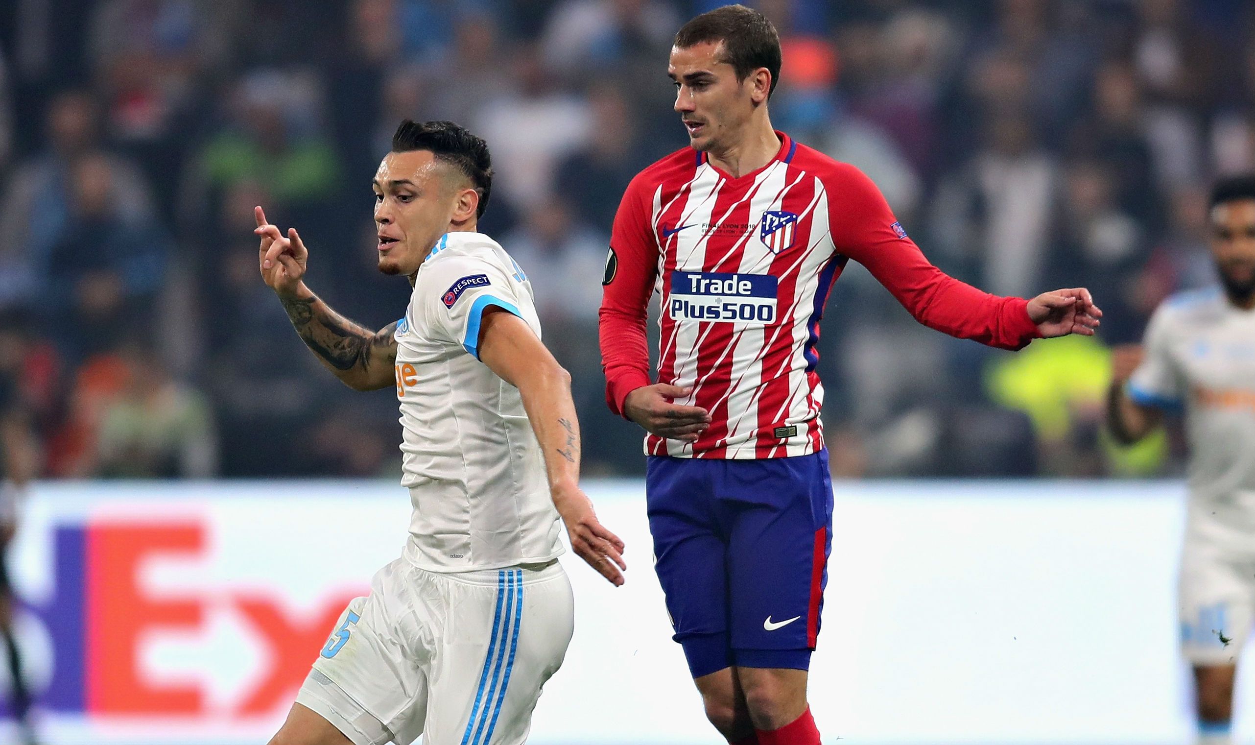 Lucas Ocampos Antoine Griezmann Marseille Atletico Madrid UEFA Europa League 16052018