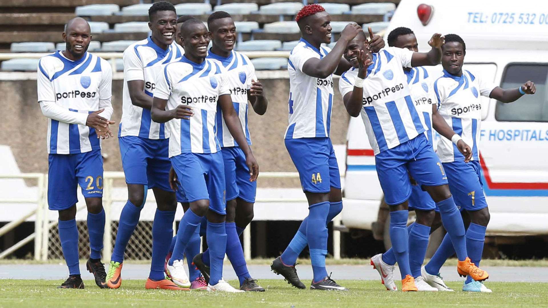 Paul Were Whyonne Isuza and David Ochieng of AFC Leopards.