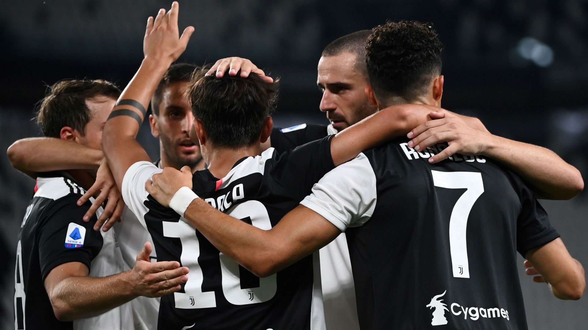 Juventus celebrating Lazio Serie A