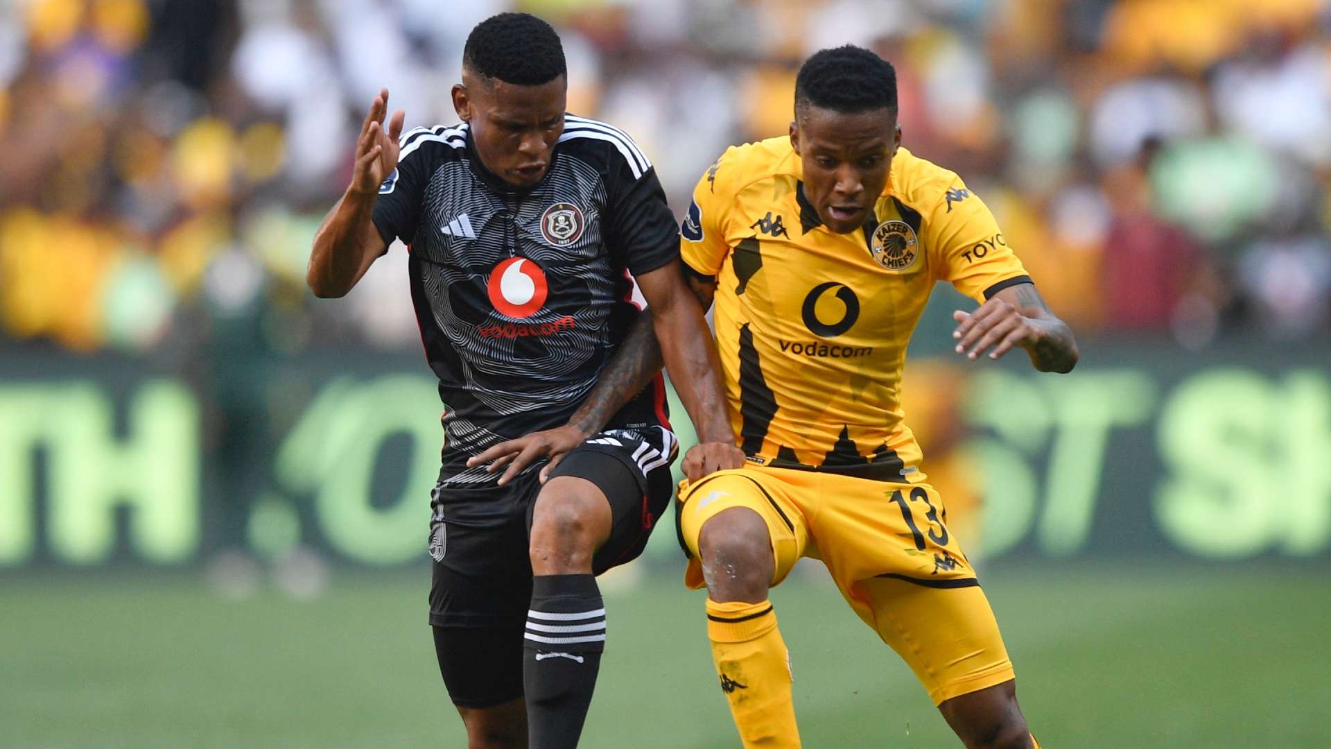 Pule Mmodi of Kaizer Chiefs and Thabiso Lebitso of Orlando Pirates