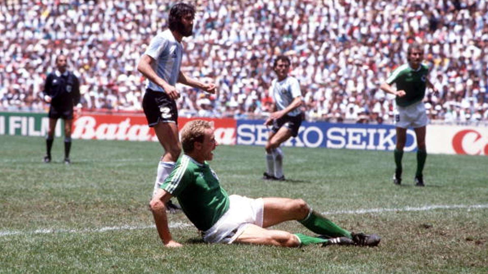 Sergio Batista with Germany's Karl Heinz Rummenigge