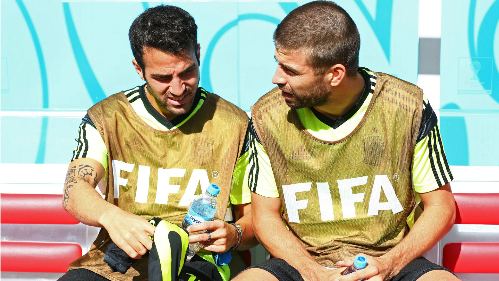 Gerard Pique Cesc Fabregas Spain 2014
