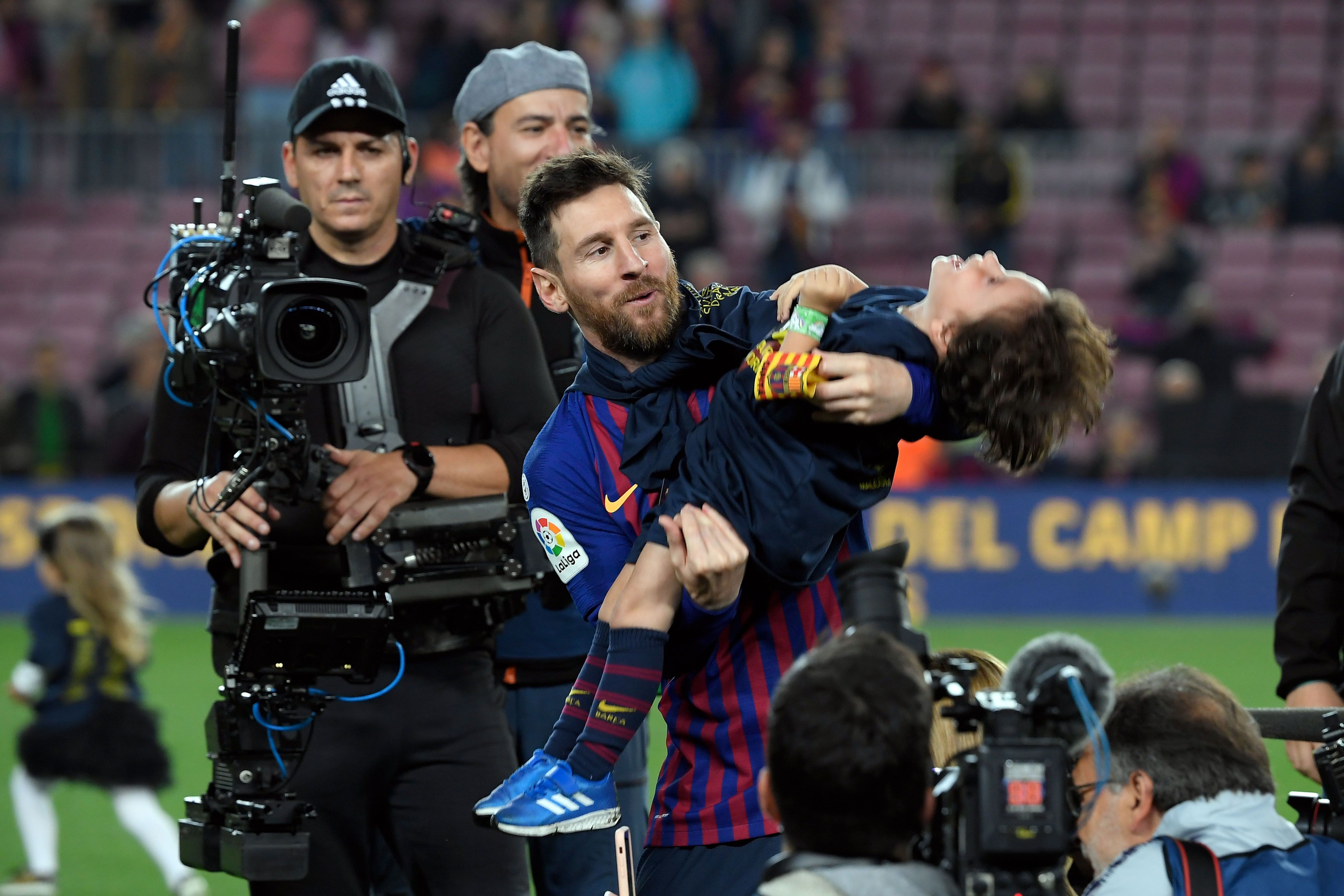Lionel Messi and second son Mateo