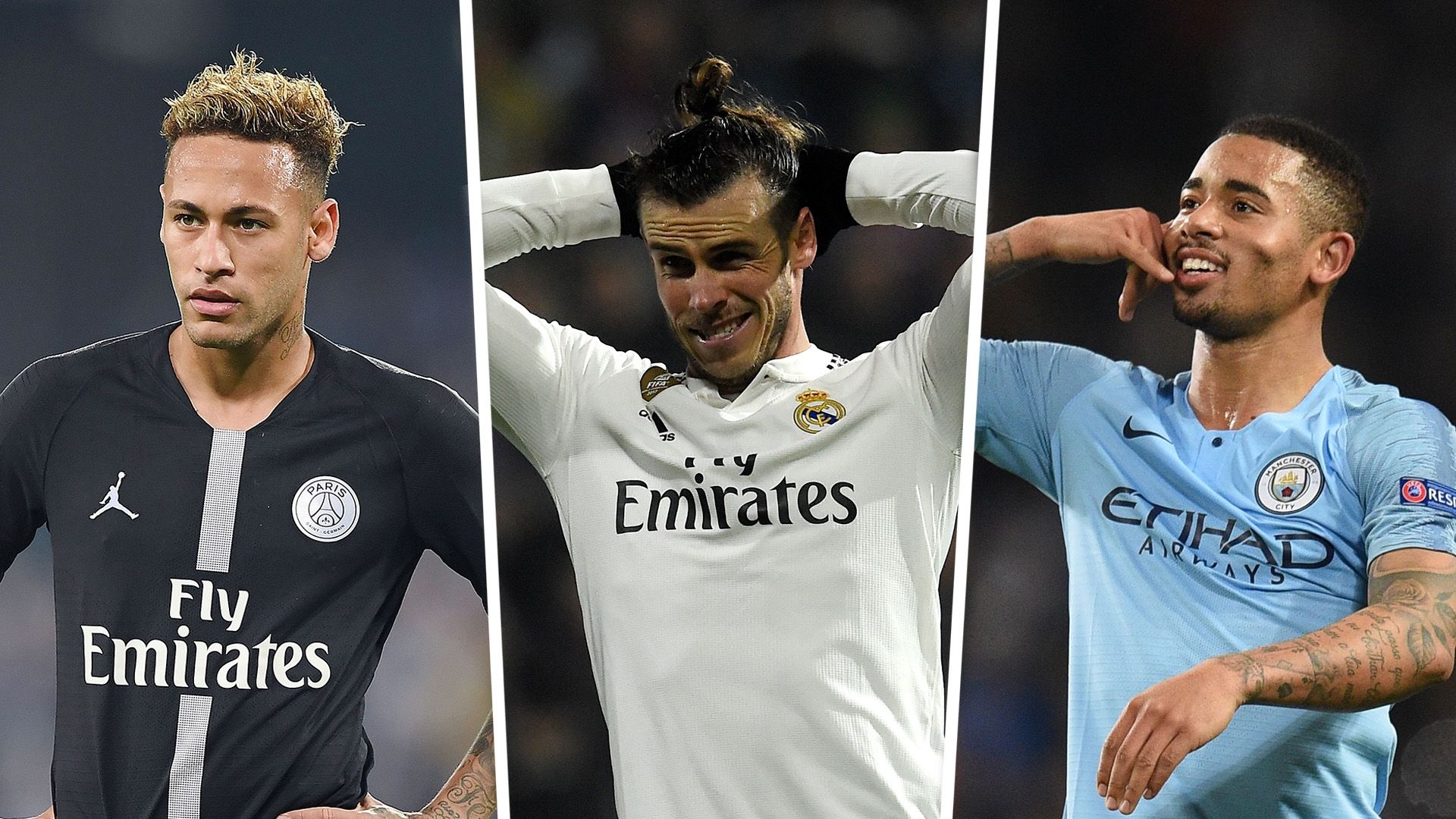 Neymar Gareth Bale Gabriel Jesus composite