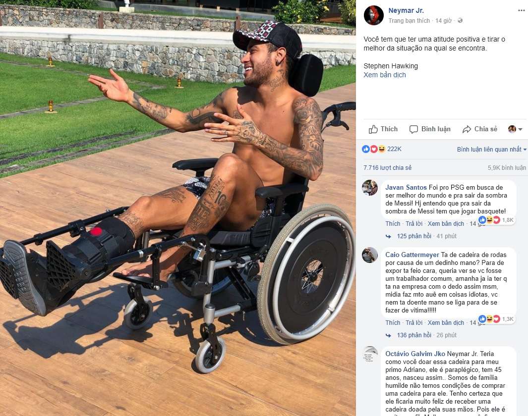 Neymar's post Stephen Hawking