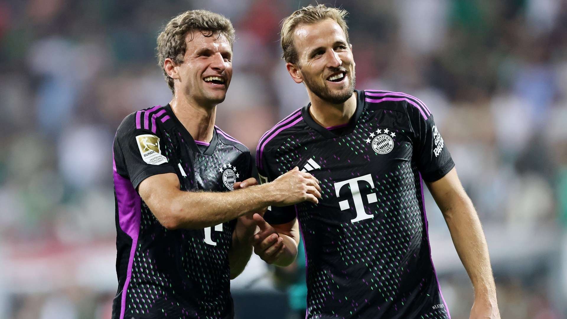 Harry Kane Thomas Muller Bayern Munich smile 2023-24
