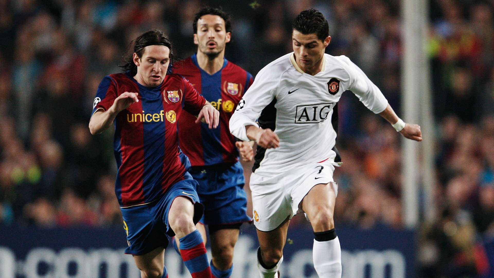Lionel Messi Cristiano Ronaldo Barcelona Manchester United Champions Lerague Camp Nou 23042008