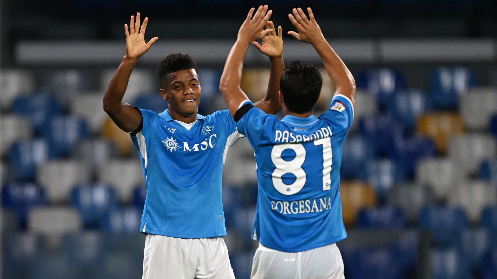 David Neres Giacomo Raspadori Napoli 2024-2025