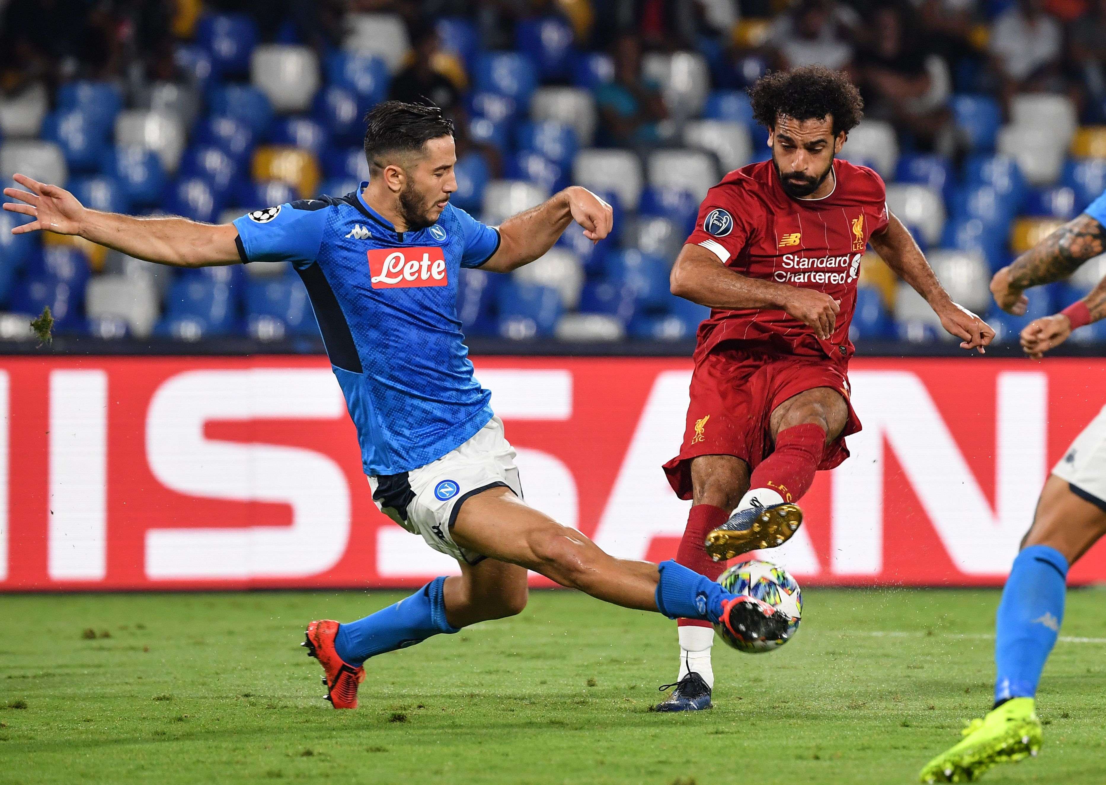 Salah em ação contra o Napoli