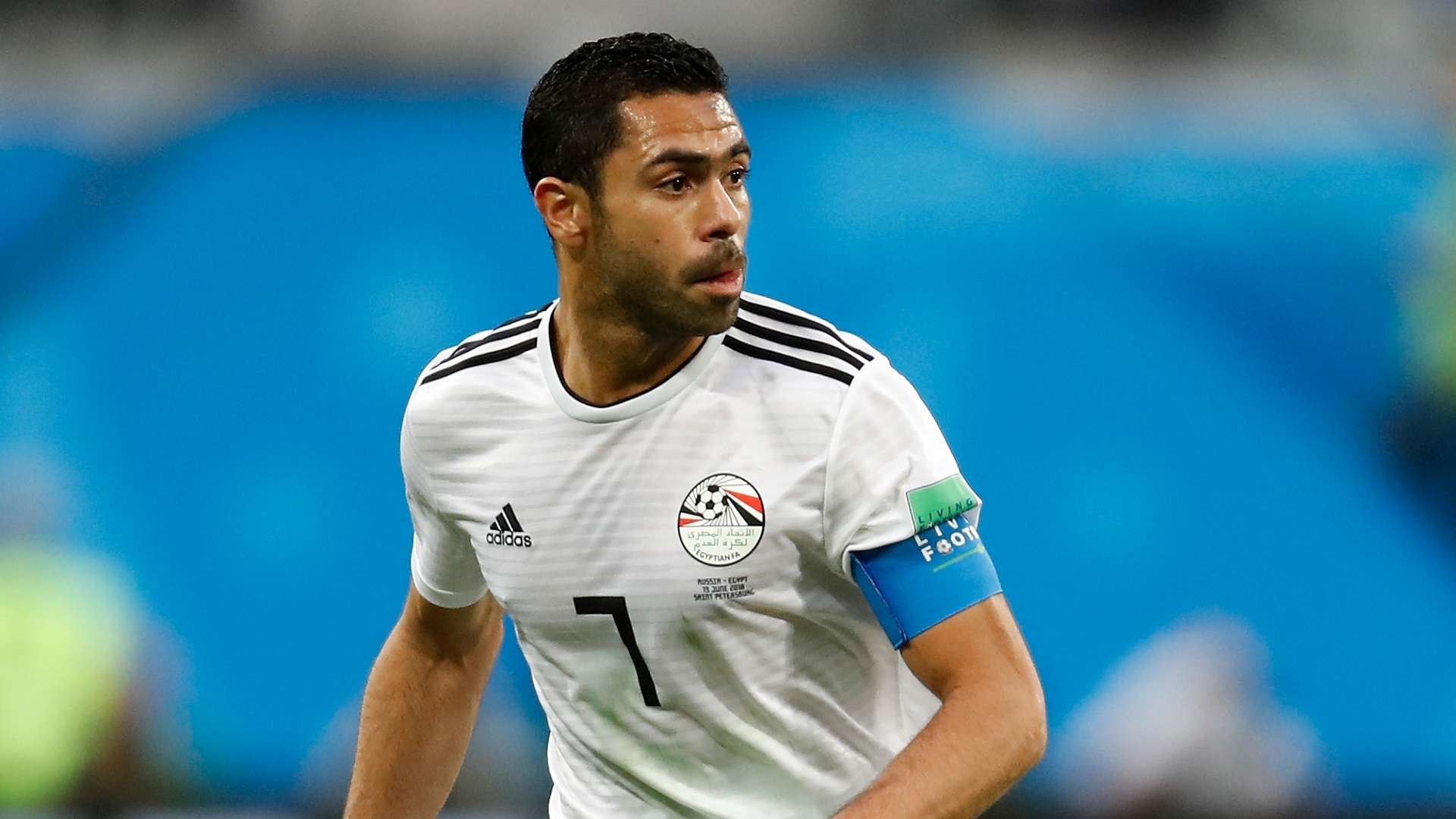 Ahmed Fathi of Egypt in action during the 2018 FIFA World Cup in Russia