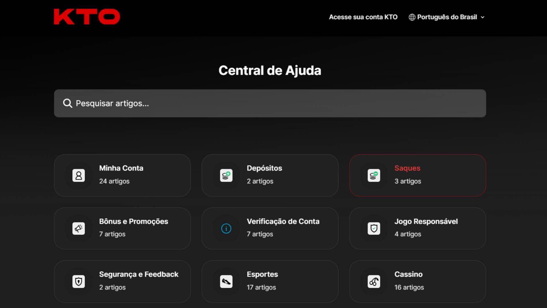 KTO central de ajuda