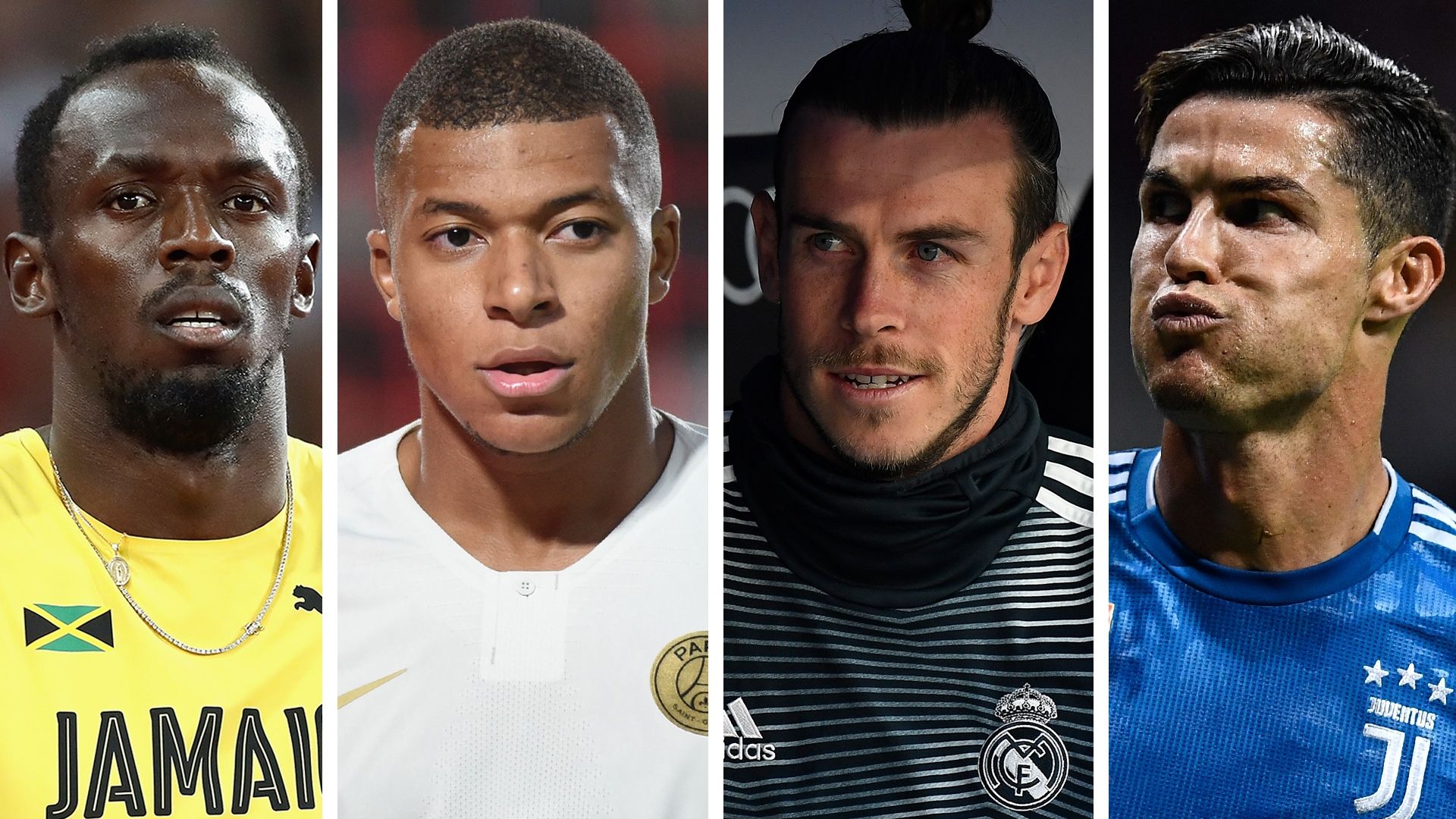 Usain Bolt Kylian Mbappe Gareth Bale Cristiano Ronaldo