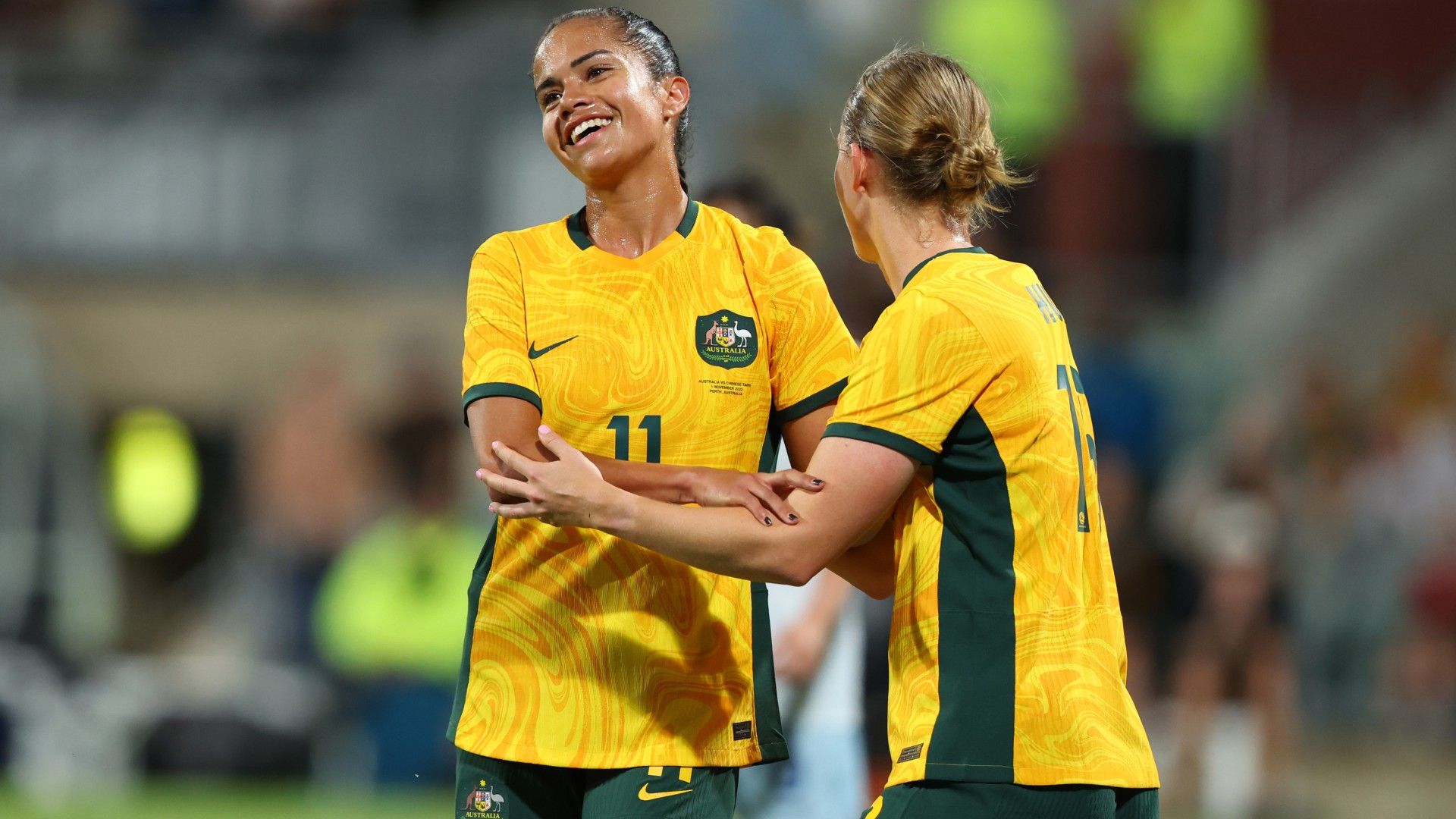  Mary Fowler of the Matildas reacts after a missed shot at goal