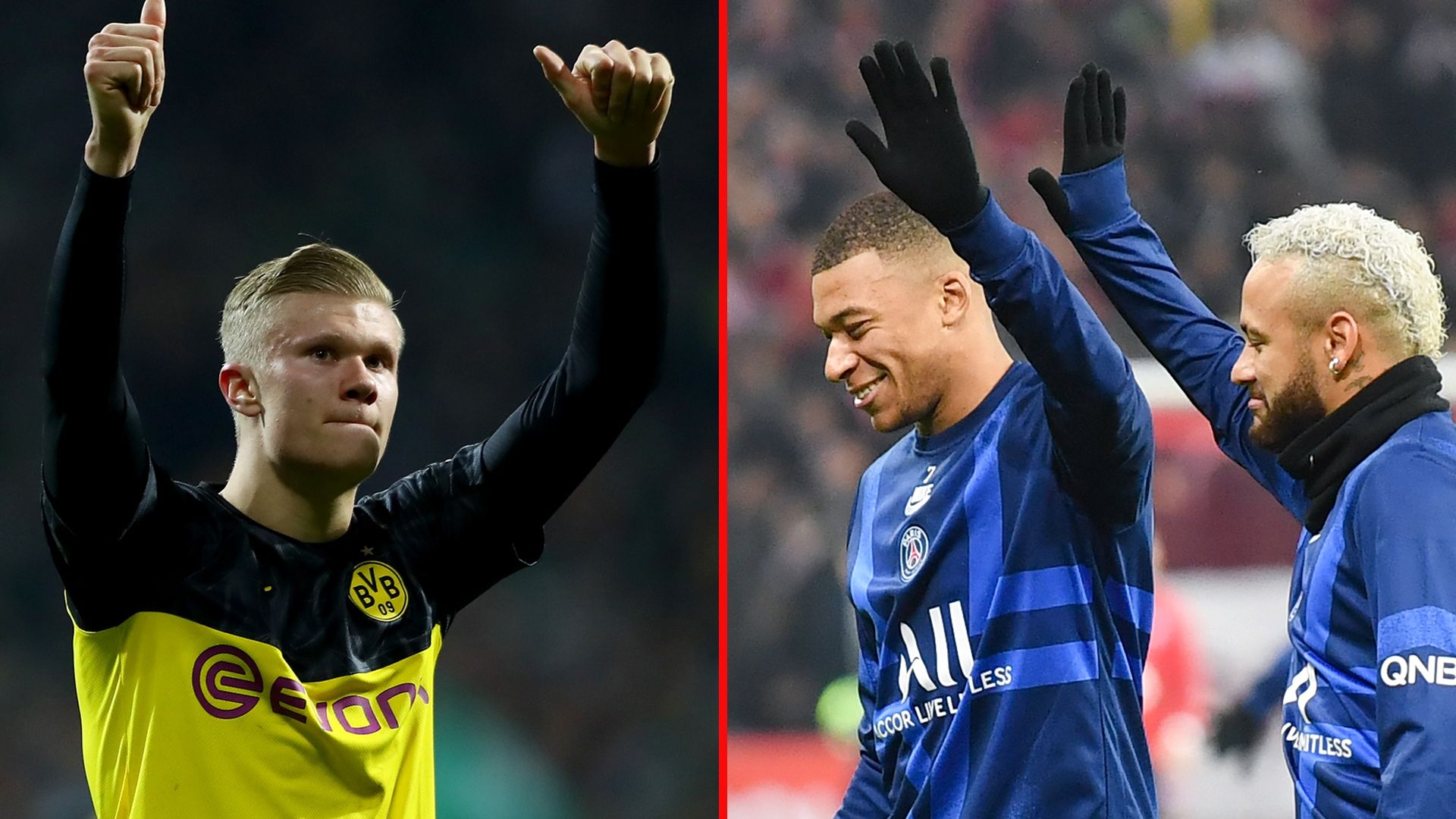 Haaland, Mbappé y Neymar (Borussia Dortmund y PSG)