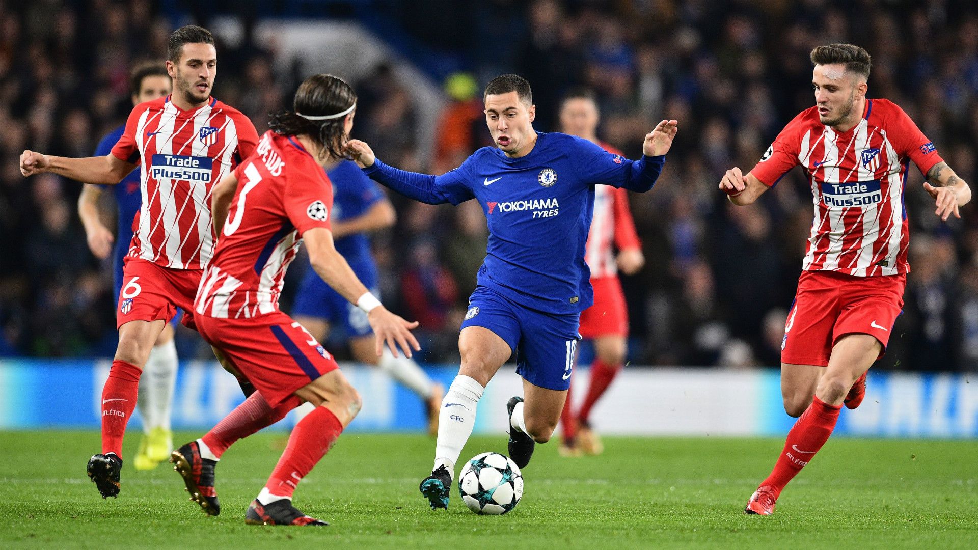 Hazard Filipe Luis Saul Chelsea Atletico Madrid Champions League