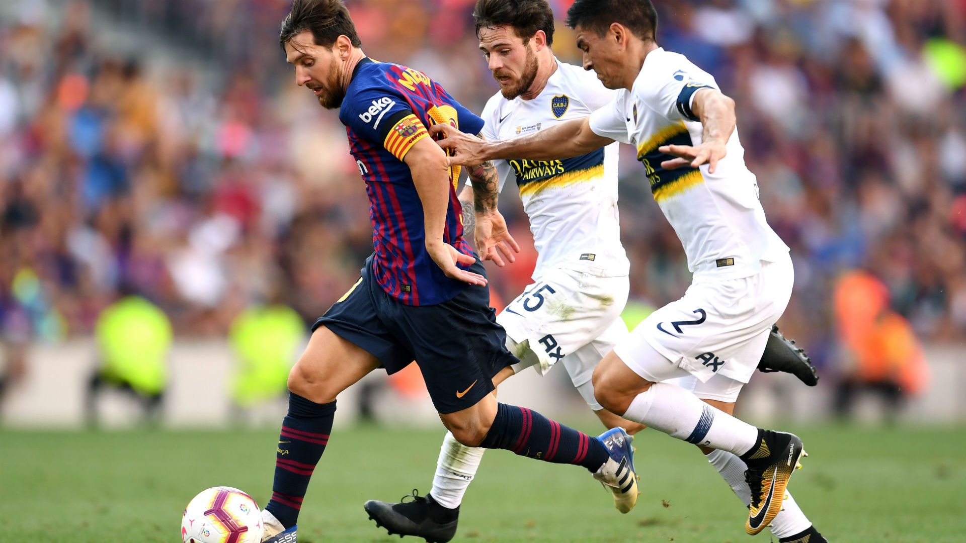 Lionel Messi Paolo Goltz Nahitan Nandez Barcelona Boca Joan Gamper 150818