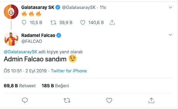 Falcao - Galatasaray tweet