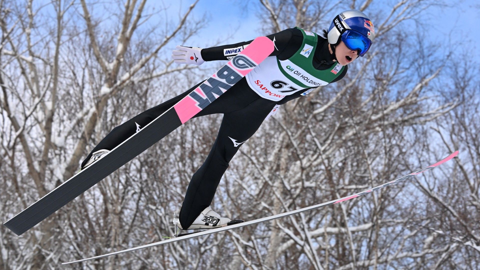 Japan's Ryoyu Kobayashi performs his first jump